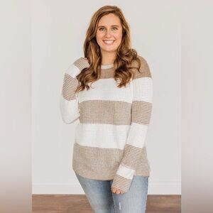 EUC Pink Clover Color Block Sweater